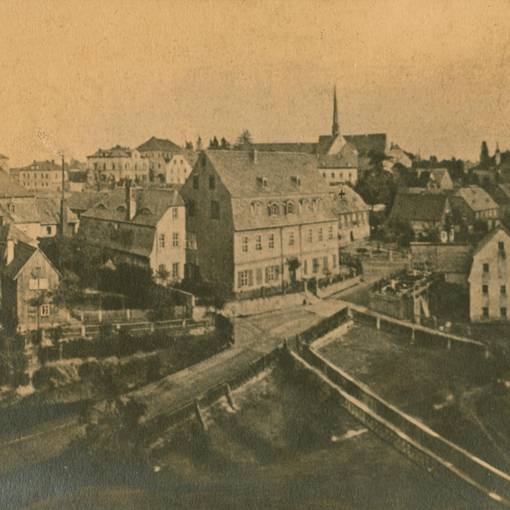 historische Ansicht Limbach, Moritzstraße, Goethe-Schule Kirche