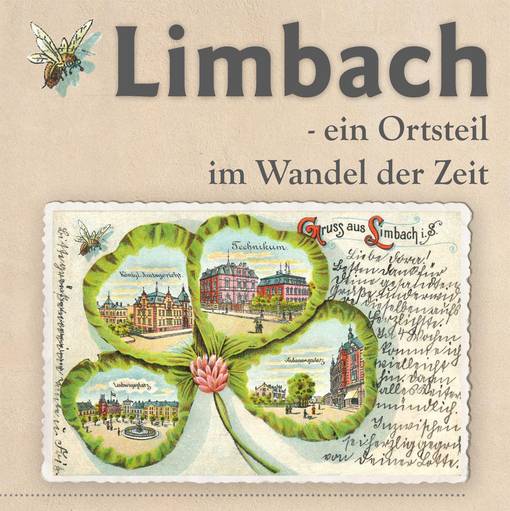 Plakat zur Ausstellung - eine historische Ansichtskarte mit einem Kleeblatt auf dem Stadtansichten abgebildet sind